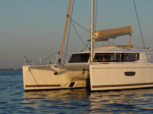 Cat Helia 44 for hire in Compass Point Marina