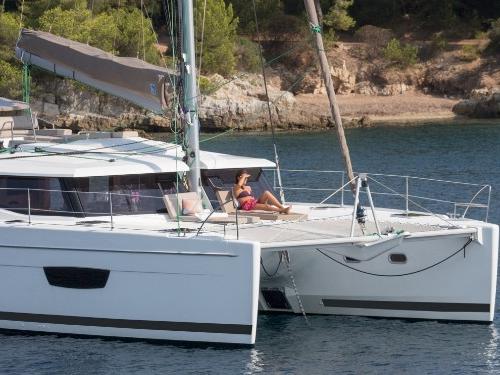 Cat Helia 44 for charter in Joma Marina