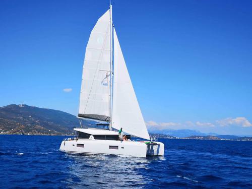 Catamaran Lagoon 42 available for charter in Salaminas Marina