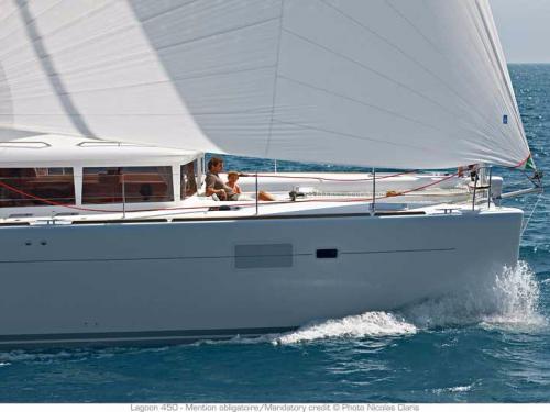 Cat Lagoon 450 for charter in Puerto Del Rey Marina