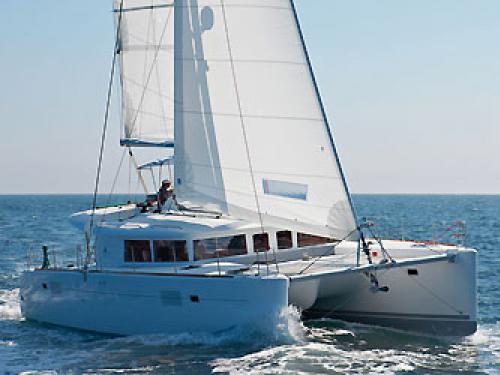 Catamaran Lagoon 450 available for charter in Finikas Marina