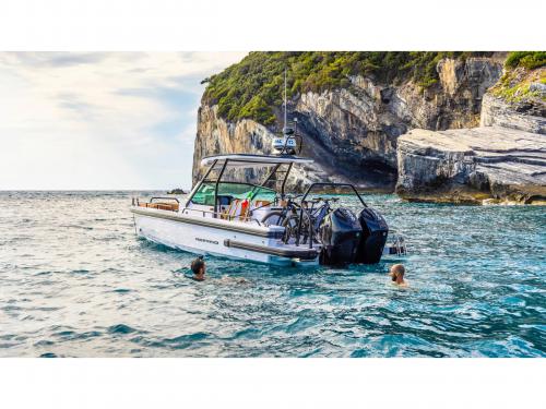 Motor yacht Axopar 38 T-Top available for charter in Megalochori Santorini