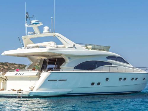 Motorboat Ferretti 67 available for charter in Flisvos Marina