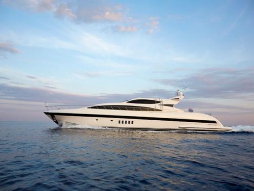 Motor yacht Mangusta 103 for hire in Miami Beach Marina