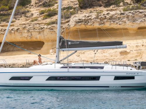 Sailing boat Dufour 41 available for charter in Palairos Marina