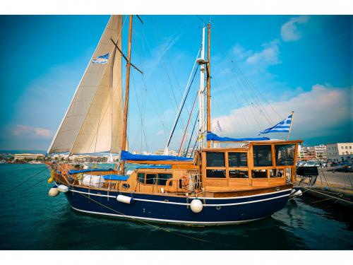 Yacht Gulet available for charter in Skiathos main Harbour