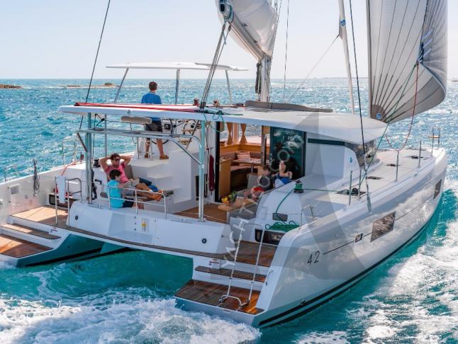 Cat Lagoon 42 for charter in Palm Cay Marina