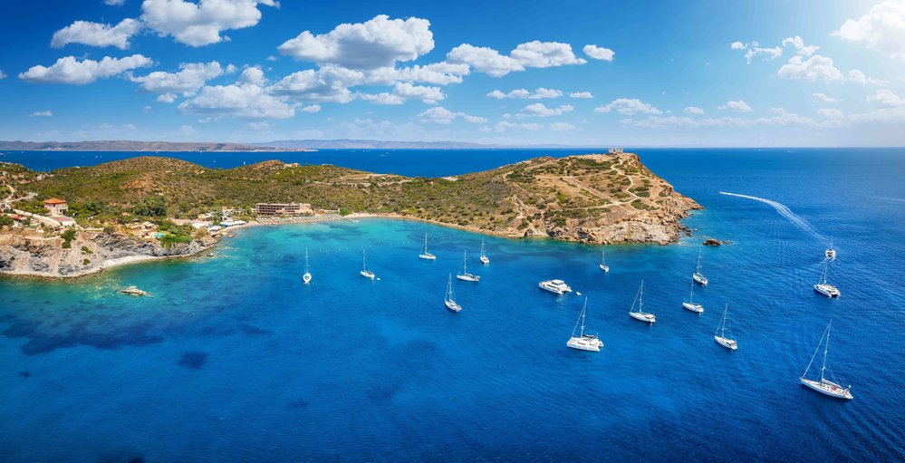 Attica Bay of Cape Sounion Cyclades Greece